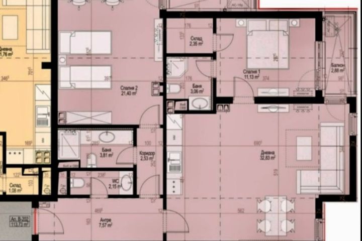 Three-room apartment with three exposures and a parking space in Manastirski livadi